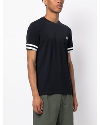 T-shirt à col rond brodé bleu marine Fred Perry