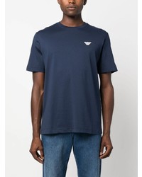 T-shirt à col rond brodé bleu marine Emporio Armani