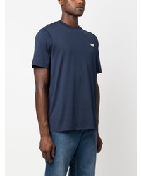 T-shirt à col rond brodé bleu marine Emporio Armani