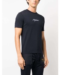 T-shirt à col rond brodé bleu marine Moschino