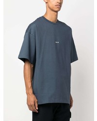 T-shirt à col rond brodé bleu marine Oamc