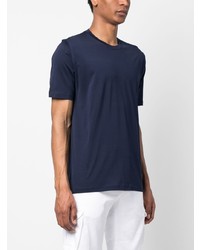 T-shirt à col rond brodé bleu marine Kiton