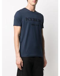 T-shirt à col rond brodé bleu marine Iceberg