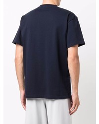 T-shirt à col rond brodé bleu marine JW Anderson