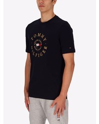 T-shirt à col rond brodé bleu marine Tommy Hilfiger