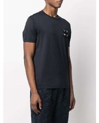 T-shirt à col rond brodé bleu marine Emporio Armani