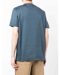 T-shirt à col rond brodé bleu marine Emporio Armani