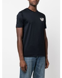 T-shirt à col rond brodé bleu marine Emporio Armani