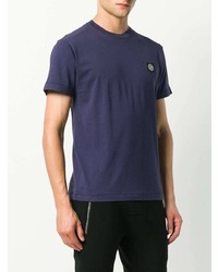 T-shirt à col rond brodé bleu marine Stone Island