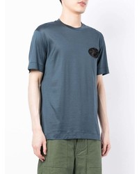 T-shirt à col rond brodé bleu marine Emporio Armani