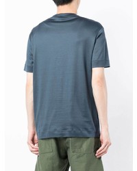 T-shirt à col rond brodé bleu marine Emporio Armani