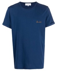 T-shirt à col rond brodé bleu marine Maison Labiche