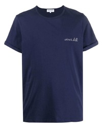 T-shirt à col rond brodé bleu marine Maison Labiche