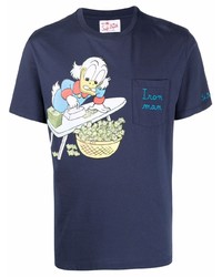 T-shirt à col rond brodé bleu marine MC2 Saint Barth