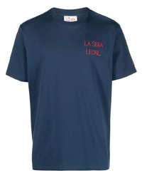 T-shirt à col rond brodé bleu marine MC2 Saint Barth