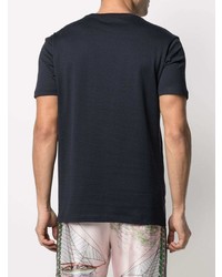 T-shirt à col rond brodé bleu marine Versace