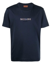 T-shirt à col rond brodé bleu marine Missoni