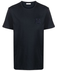 T-shirt à col rond brodé bleu marine Moncler