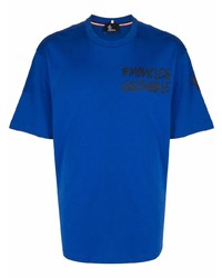 T-shirt à col rond brodé bleu marine Moncler