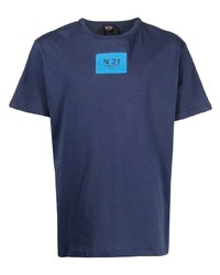 T-shirt à col rond brodé bleu marine N°21