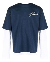 T-shirt à col rond brodé bleu marine Nahmias
