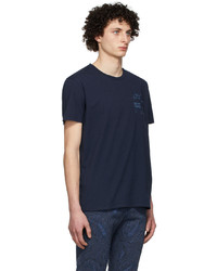 T-shirt à col rond brodé bleu marine Etro