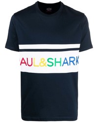 T-shirt à col rond brodé bleu marine Paul & Shark