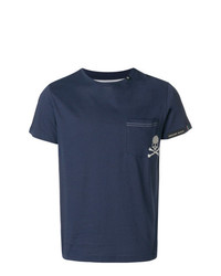 T-shirt à col rond brodé bleu marine Philipp Plein