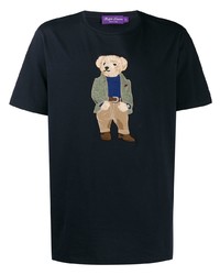 T-shirt à col rond brodé bleu marine Ralph Lauren Purple Label