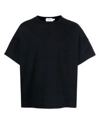 T-shirt à col rond brodé bleu marine Rhude