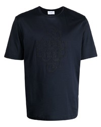 T-shirt à col rond brodé bleu marine Salvatore Ferragamo
