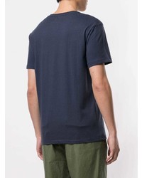 T-shirt à col rond brodé bleu marine Kent & Curwen