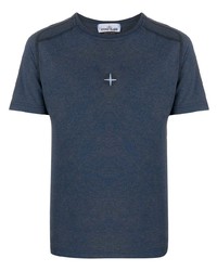 T-shirt à col rond brodé bleu marine Stone Island