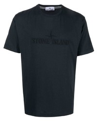 T-shirt à col rond brodé bleu marine Stone Island