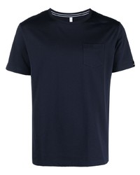 T-shirt à col rond brodé bleu marine Sun 68
