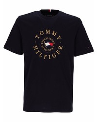 T-shirt à col rond brodé bleu marine Tommy Hilfiger