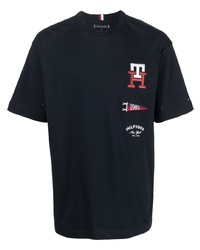 T-shirt à col rond brodé bleu marine Tommy Hilfiger
