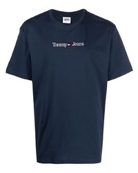 T-shirt à col rond brodé bleu marine Tommy Jeans
