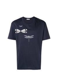 T-shirt à col rond brodé bleu marine Valentino