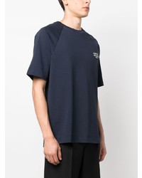 T-shirt à col rond brodé bleu marine A.P.C.