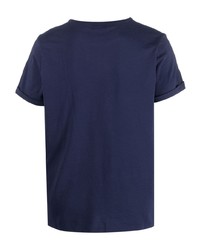 T-shirt à col rond brodé bleu marine Maison Labiche