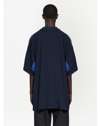 T-shirt à col rond brodé bleu marine Balenciaga