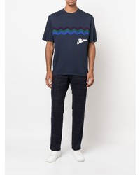 T-shirt à col rond brodé bleu marine Missoni