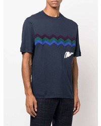 T-shirt à col rond brodé bleu marine Missoni