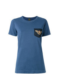 T-shirt à col rond brodé bleu