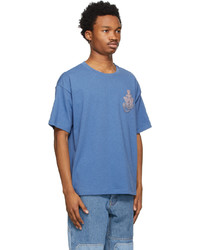T-shirt à col rond brodé bleu Moncler Genius