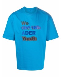 T-shirt à col rond brodé bleu Ader Error