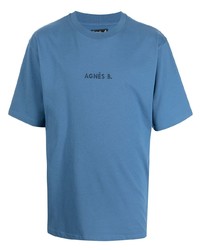 T-shirt à col rond brodé bleu agnès b.