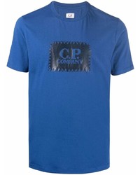 T-shirt à col rond brodé bleu C.P. Company