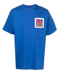 T-shirt à col rond brodé bleu Clot